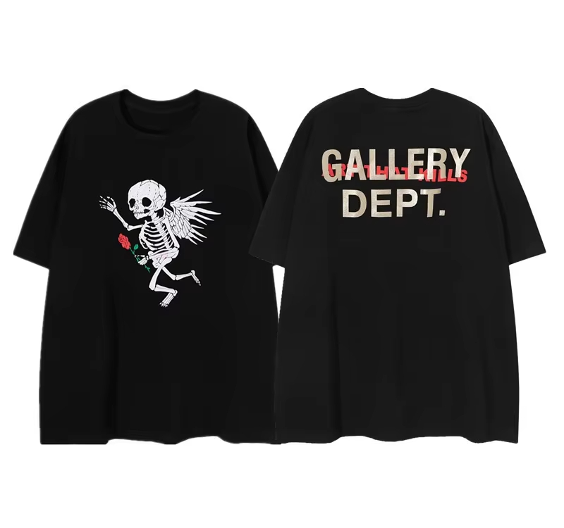 Streetwear High End Brand - スカルエンジェルハイエンドファッションブランド Tシャツコットングラフィック Tシャツ男性女性夏ストリートウェア