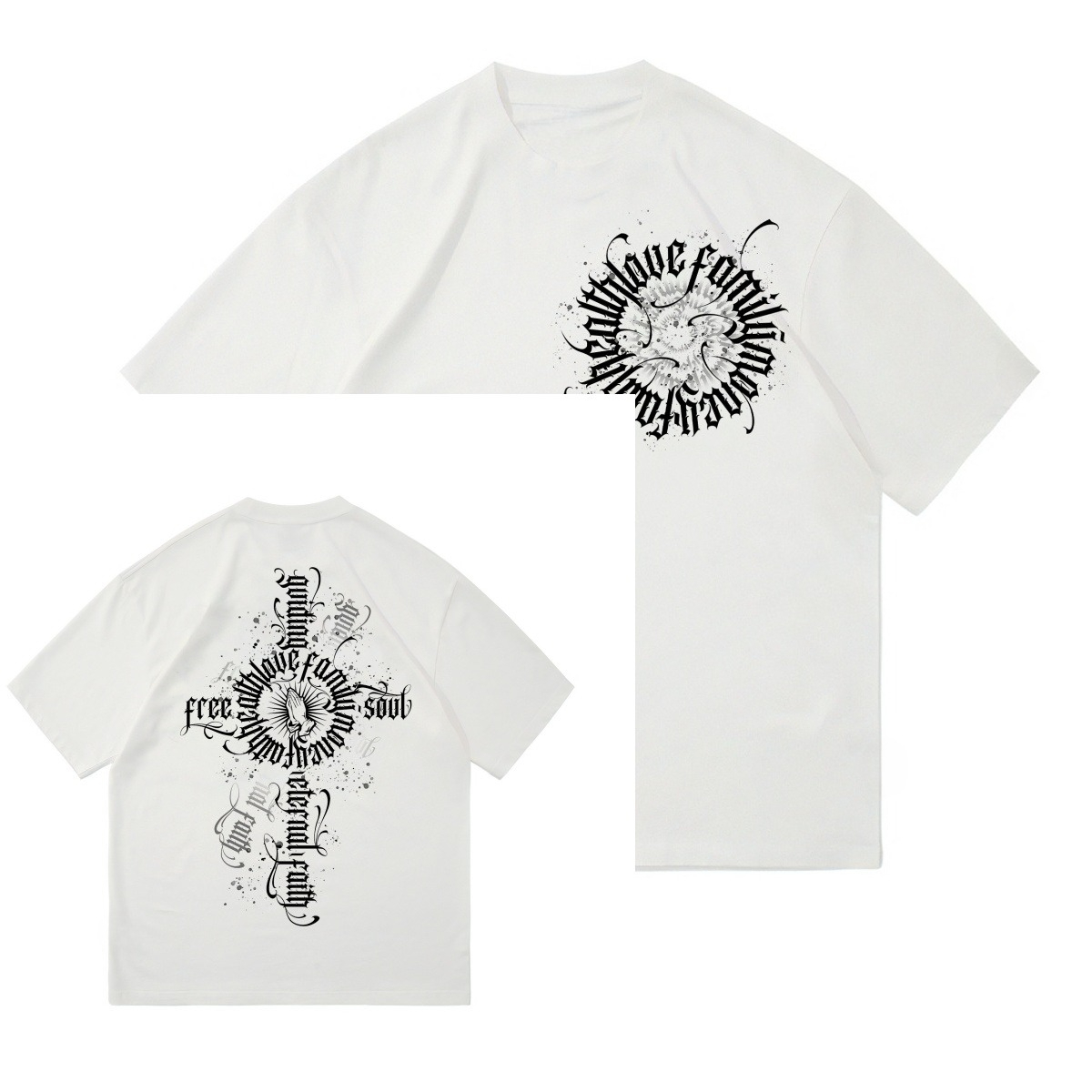 Streetwear Brand Font - 新しいストリートウェアブランド クロスフォント ヒップホップ アメリカン・ウェストコースト プレイヤーハンド Tシャツ