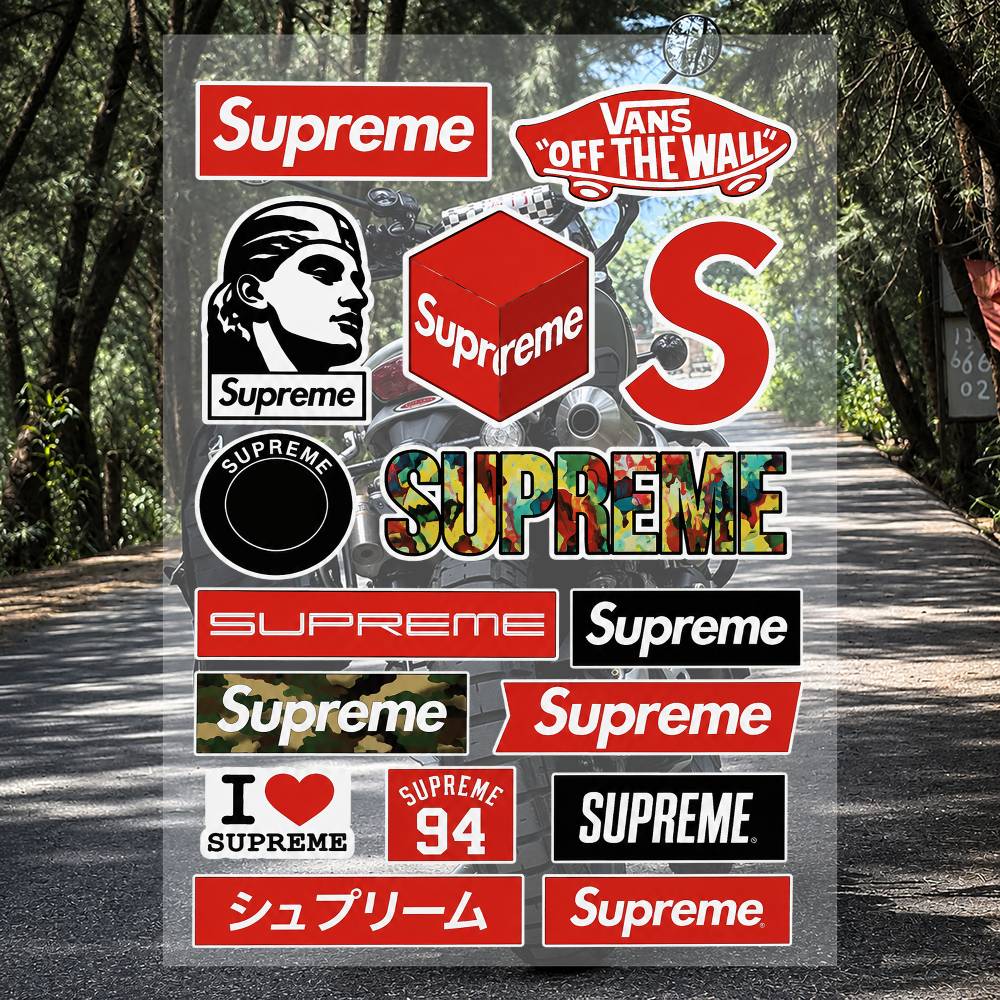 Supreme Brand Streetwear - A-s-supreme-es ストリートウェアブランドステッカーセット 防水ビニールデカール ノートパソコン ヘルメット スケートボード