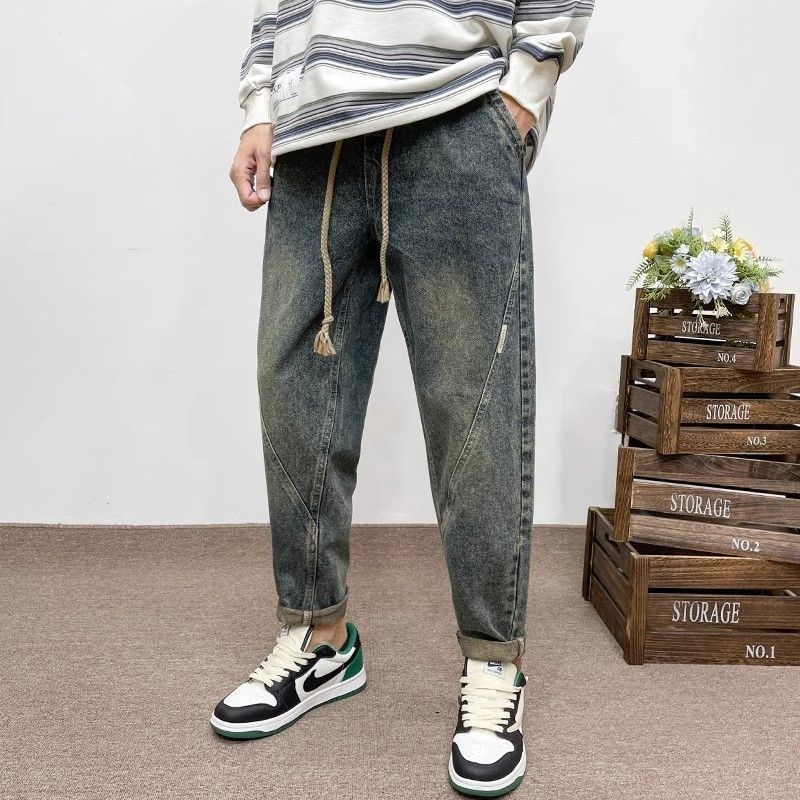 Streetwear Brand Denim - 夏新オリジナルトレンディブランドレトロジーンズハーランメンズルーズ悪党ハンサムカジュアルパンツストリート男性カーゴパンツ男性