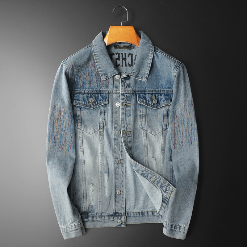 メンズヴィンテージウォッシュドデニムジャケット,ハイエンドバ - Streetwear Brand Denim のレビューと価格