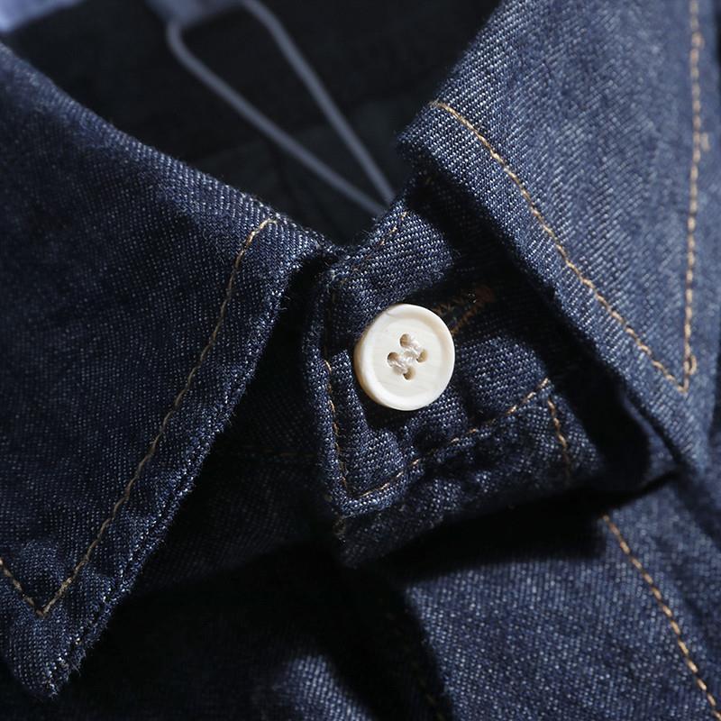 レトロ和風ルーズフィットメンズデニムシャツ半袖トレンディブラ - Streetwear Brand Denim のレビューと価格