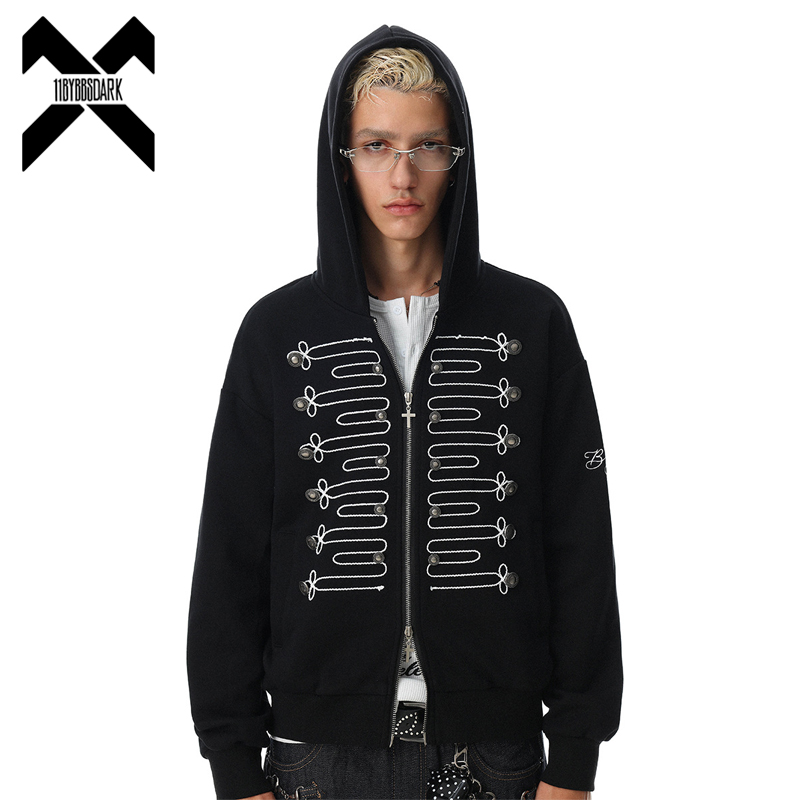 男性女性ストリートウェアジップアップパーカーブラックカーディ - Streetwear Brand Hoodies のレビューと価格