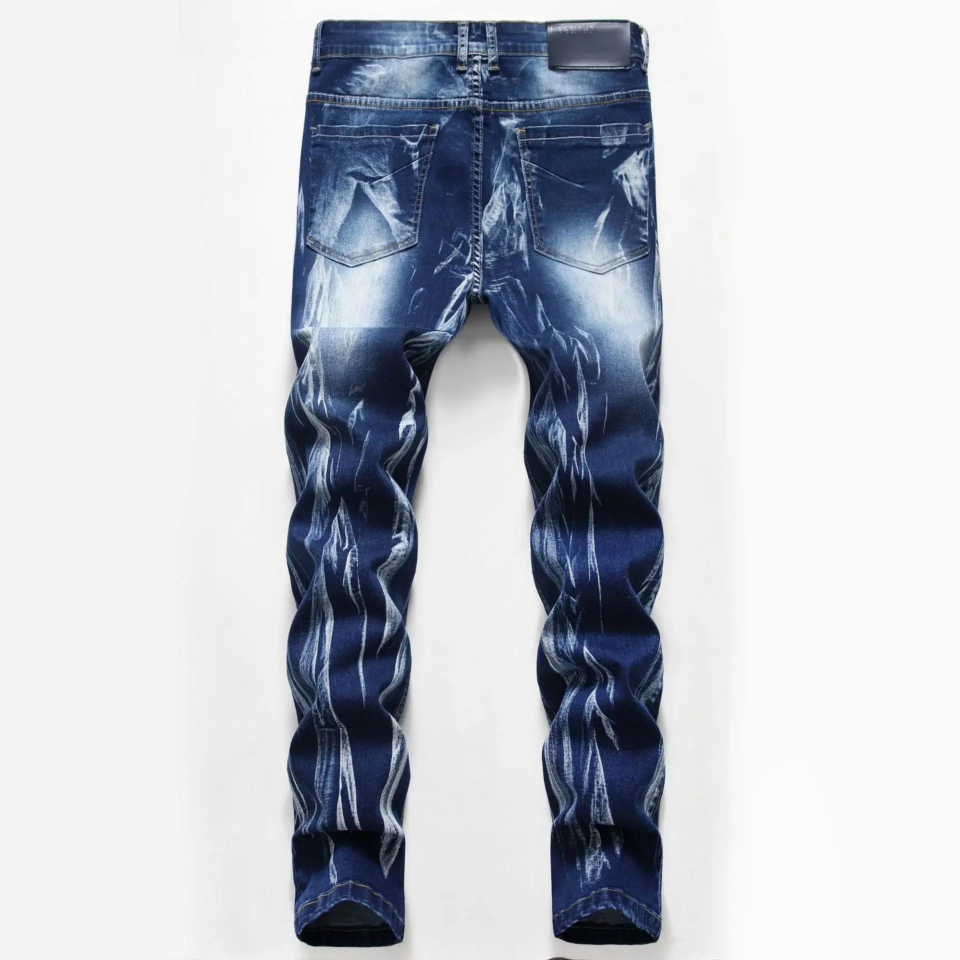 スプレーパターンのスリムジーンズ,ロングパンツ,デニム,カジ - Streetwear Brand Denim のレビューと価格