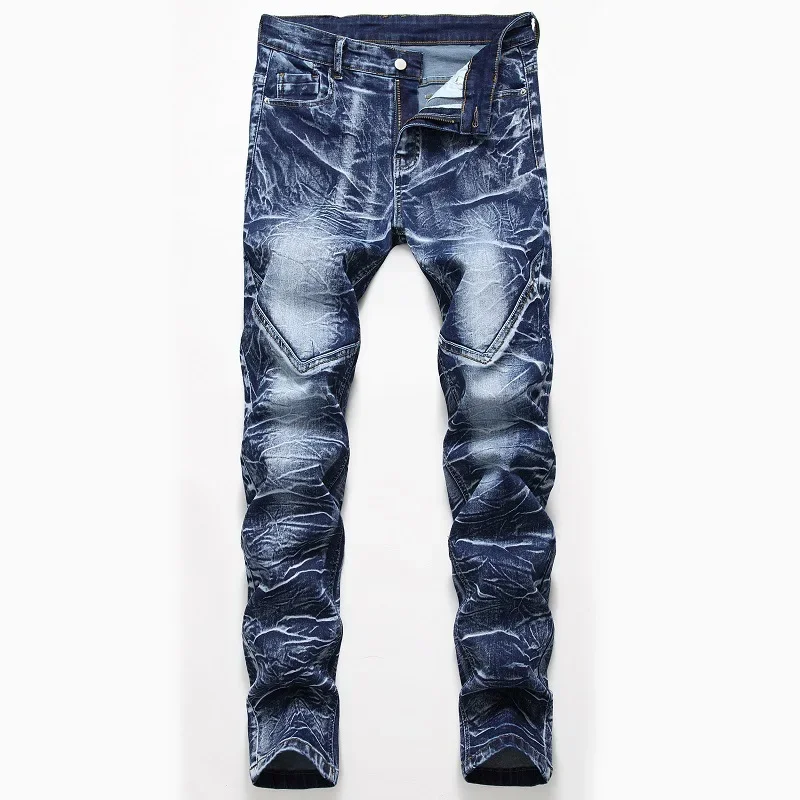 スプレーパターンのスリムジーンズ,ロングパンツ,デニム,カジ - Streetwear Brand Denim のレビューと価格
