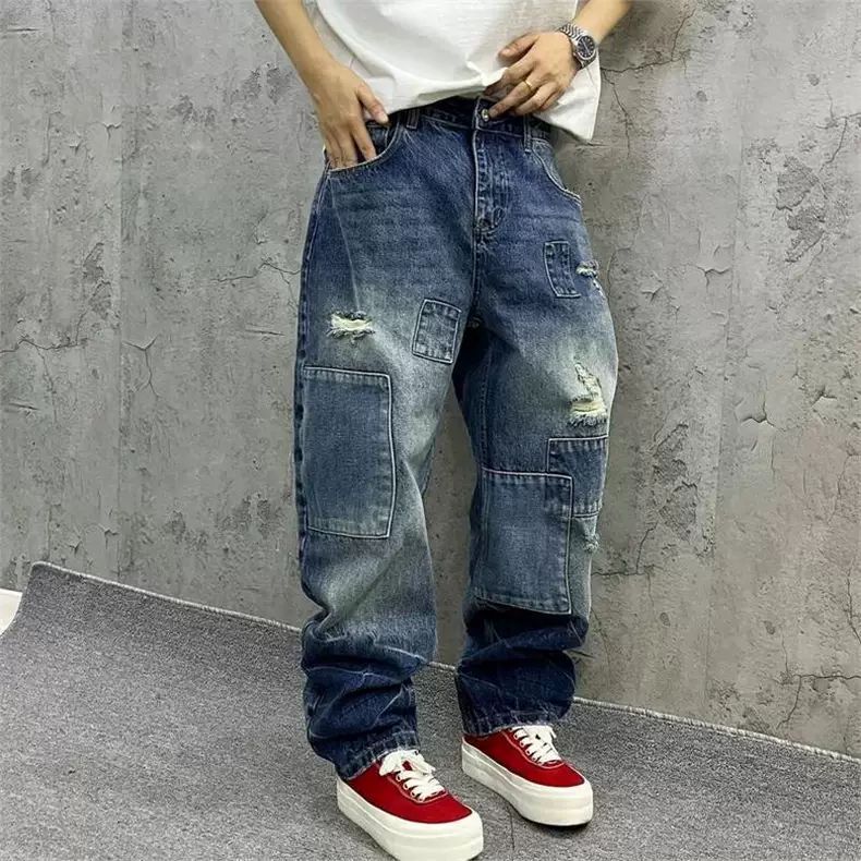 ブランドスプライシングジーンズ 秋ファッション ルーズストレ - Streetwear Brand Denim のレビューと価格