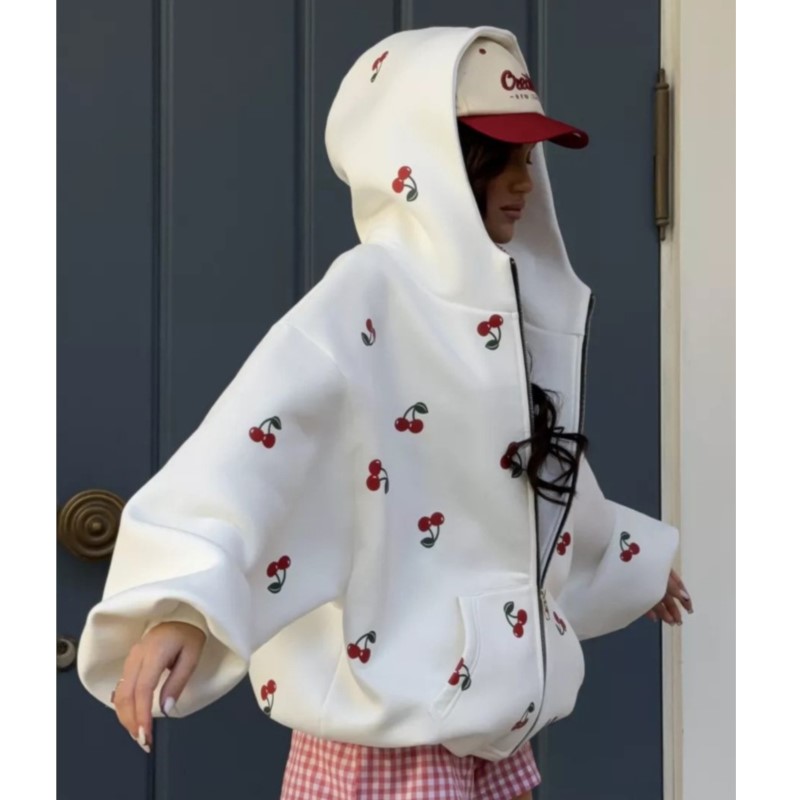 レディース チェリー柄 スウェットジャケット 2025年秋  - Streetwear Brand Hoodies のレビューと価格