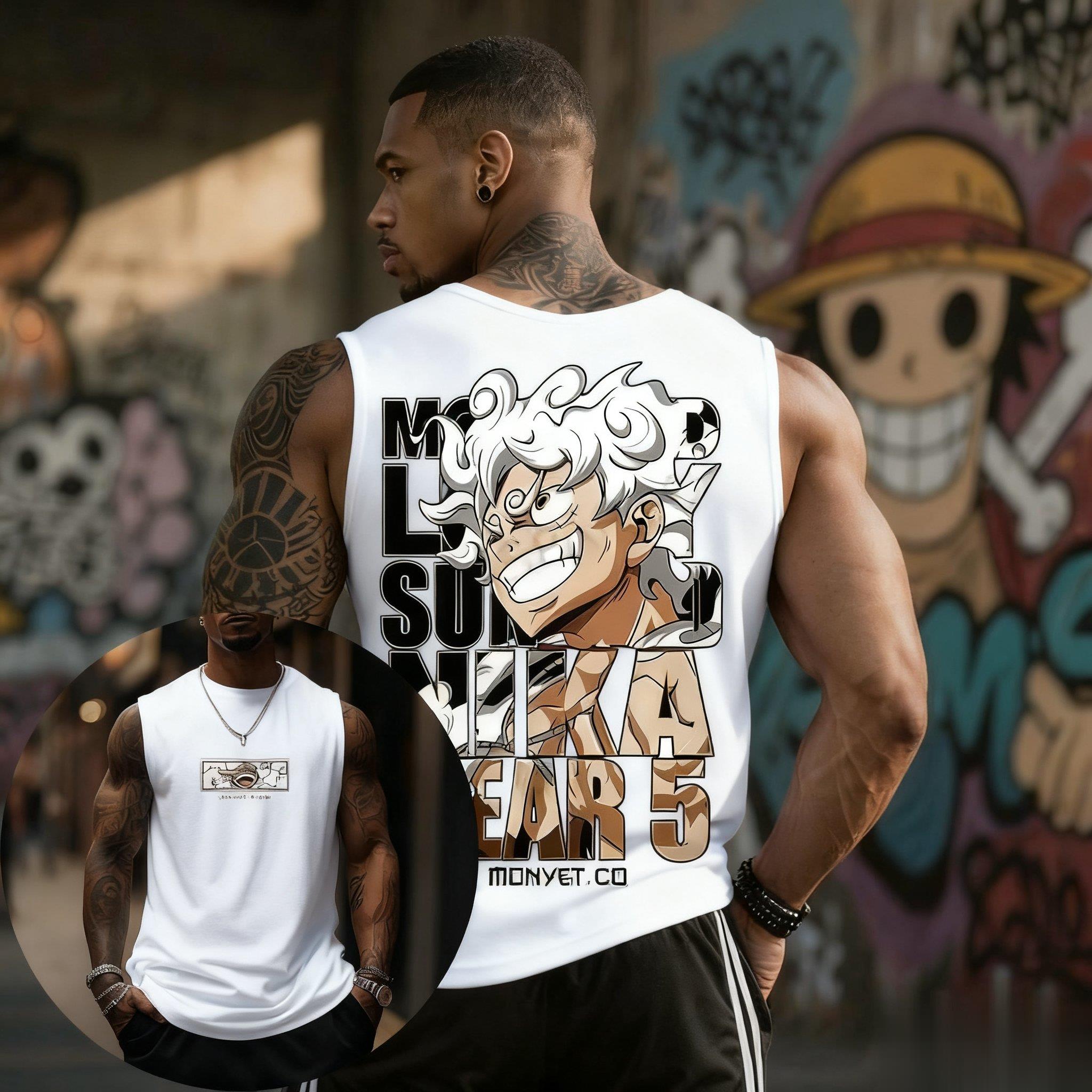 ワンピース ルフィ ギア5 タンクトップ メンズ コットン  - Streetwear Gym Brand のレビューと価格